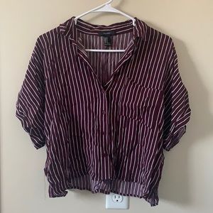 red and white striped flowy crop top